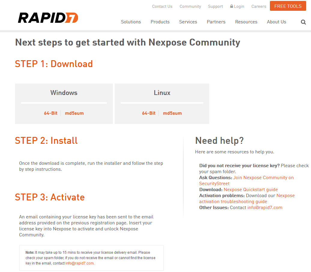 Next steps to get started with Nexpose Community