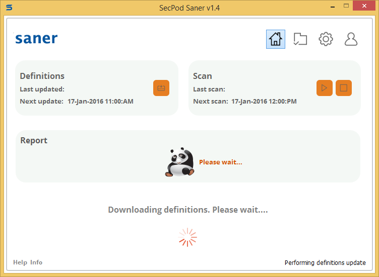 Secpod Saner Personal started to download and install SCAP-content