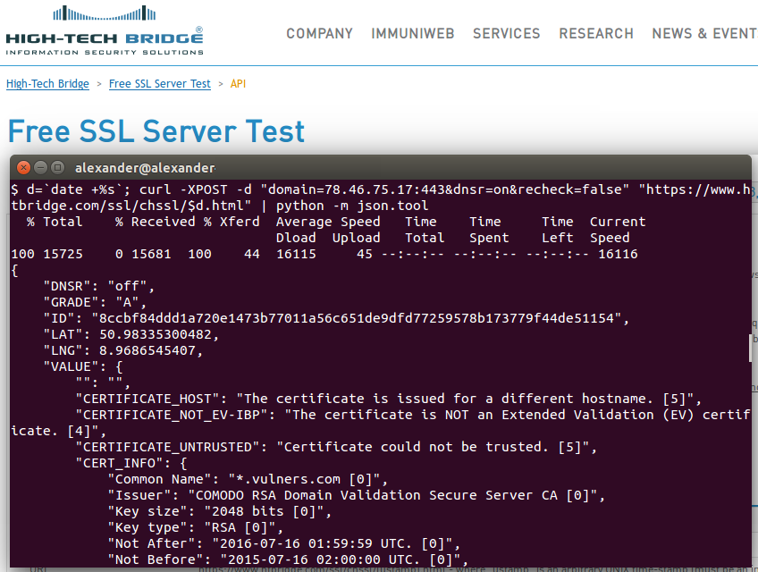 High-Tech Bridge SSL/TLS test request