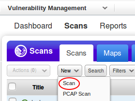 Qualys new scan button