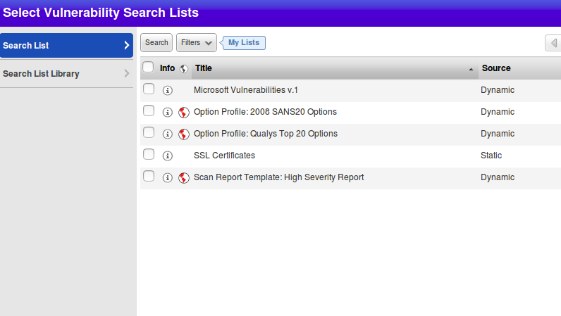 Search vulnerability lists