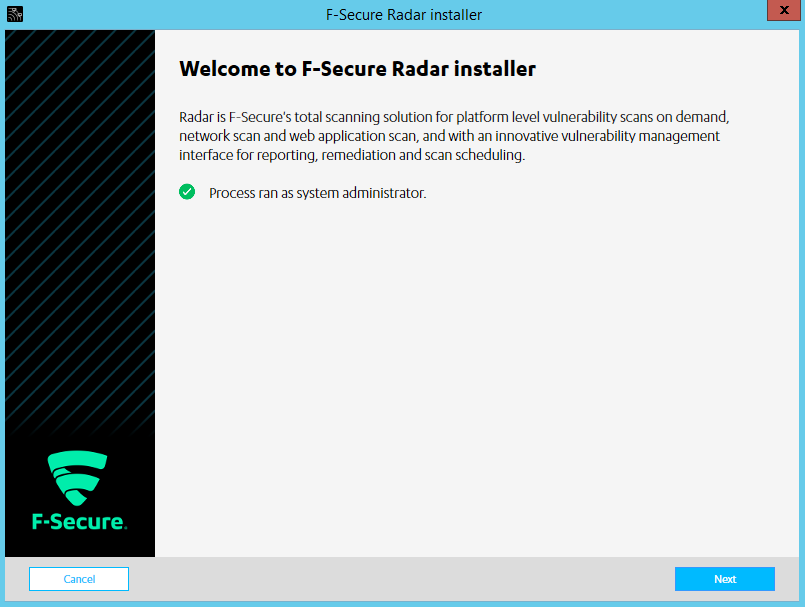 F-Secure radar scan agent welcome