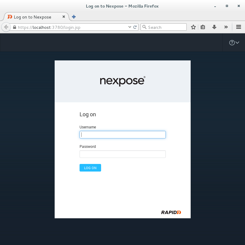 Log on to Nexpose