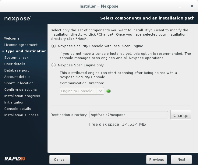 Security Console with local Scan Engine or Scan Engine only