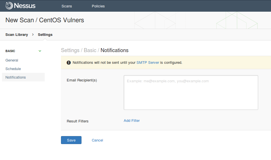 Nessus notification settings