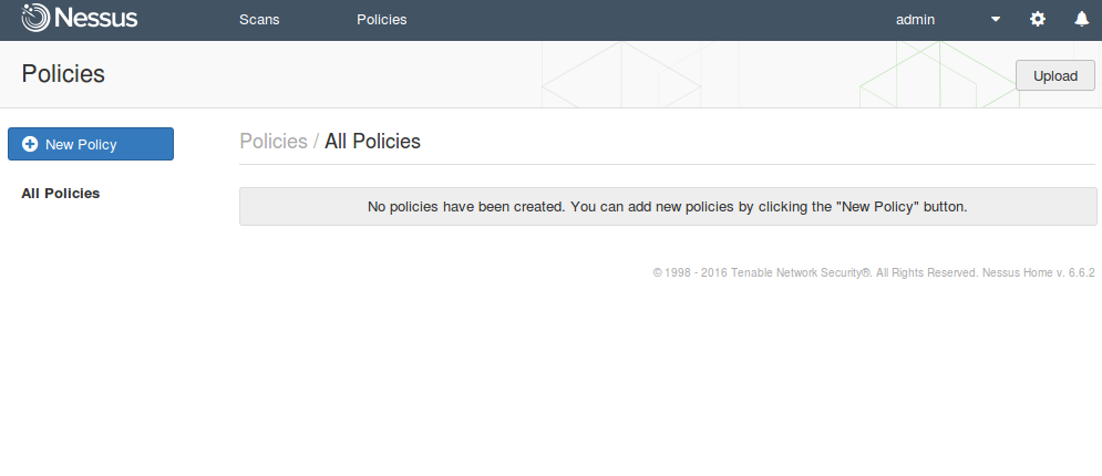Nessus scan policies