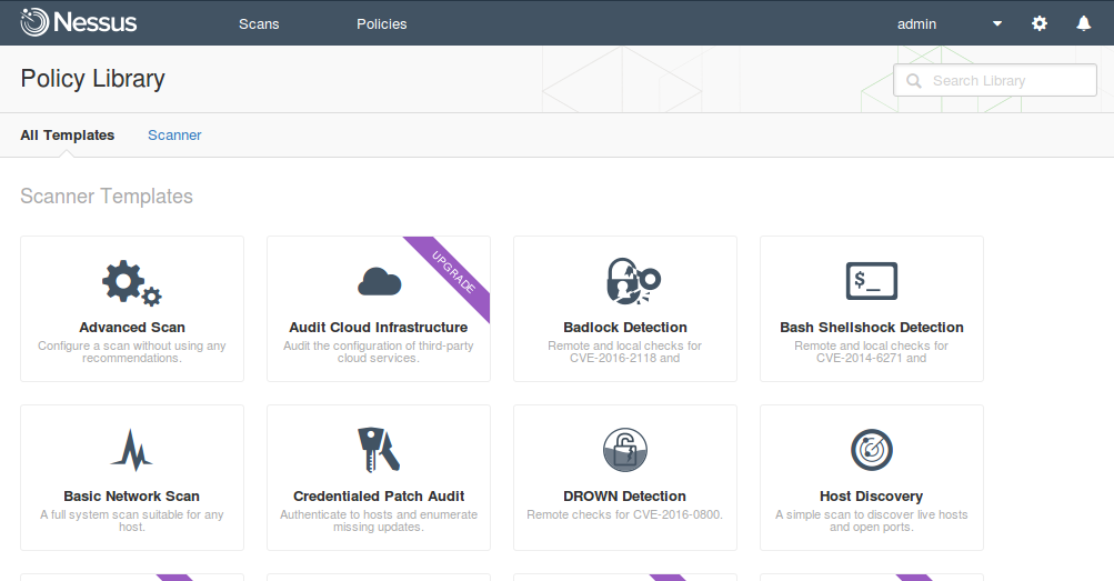 Nessus scan policies