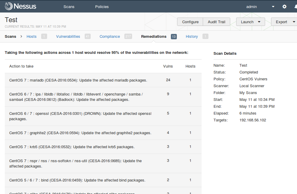 Nessus Remediation Scan Results