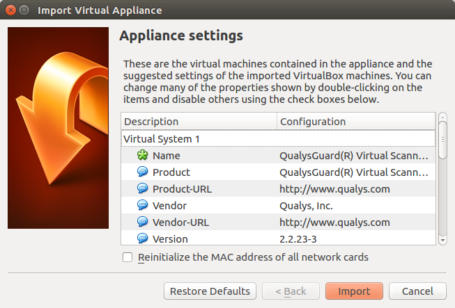 Appliance VM Settings