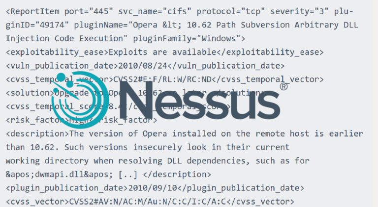 Nessus v2 xml report format | Alexander V. Leonov