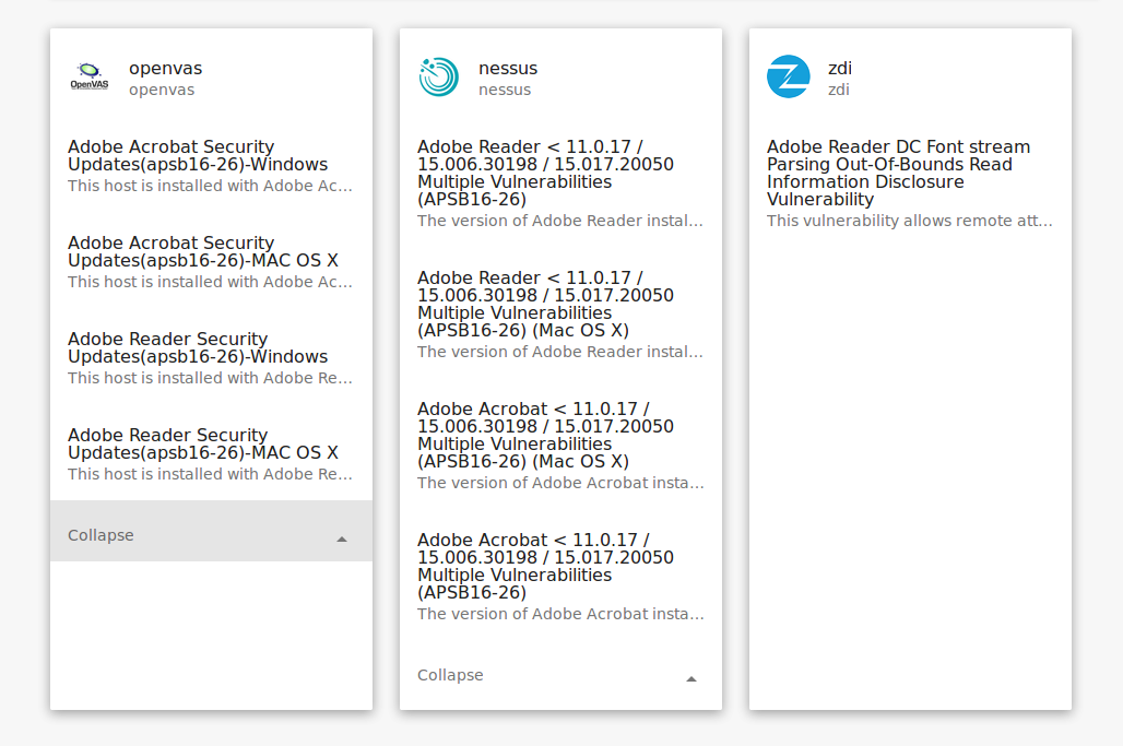 Adobe Nessus OpenVAS plugins