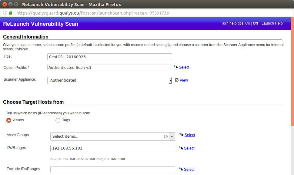 Authenticated Scan Config