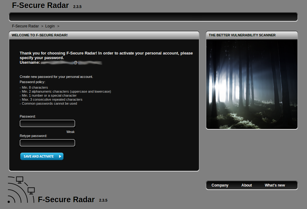 F-Secure Radar New User