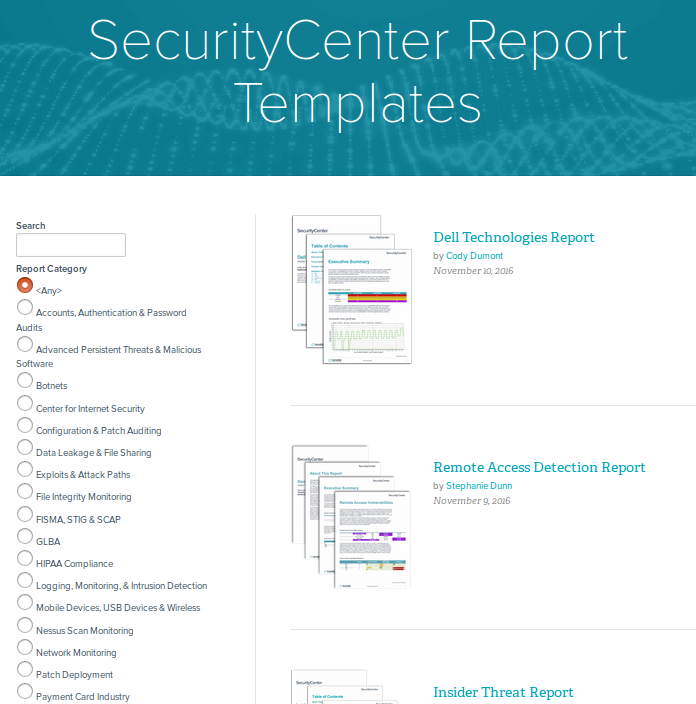 SC Report Templates