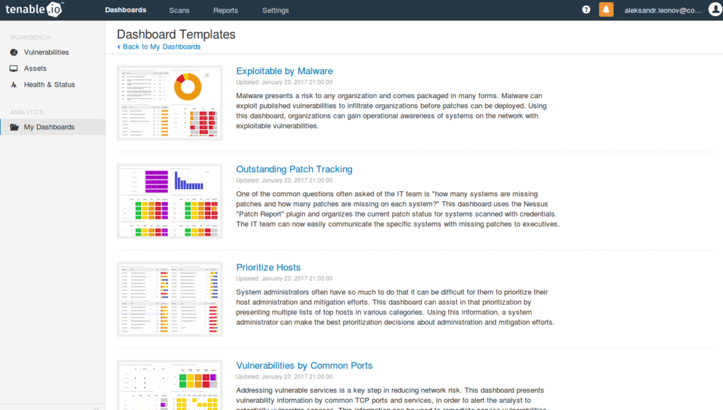 Tenable.io VM Dashboard Templates | Alexander V. Leonov