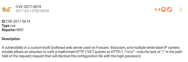 IP cam CVE-2017-5674