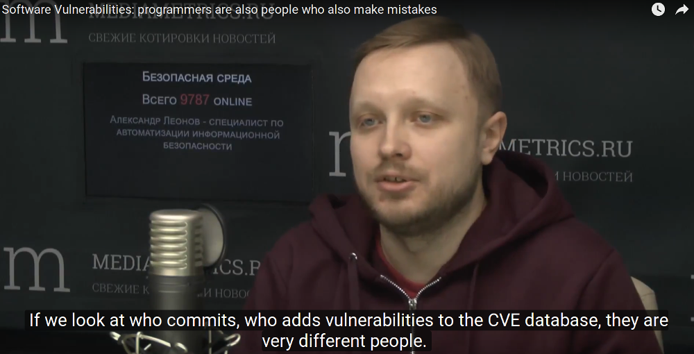 If we look at who commits, who adds vulnerabilities to the CVE database, they are very different people.