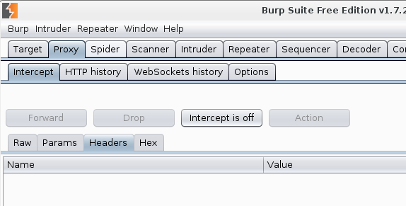 Burp intercept is off