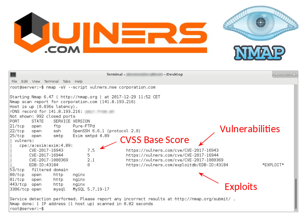 Vulners Nmap vulnerability detection plugin