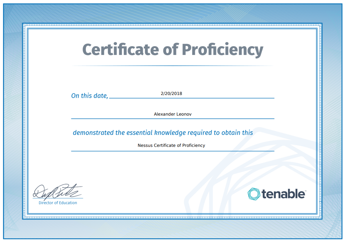 Nessus Certificate of Proficiency