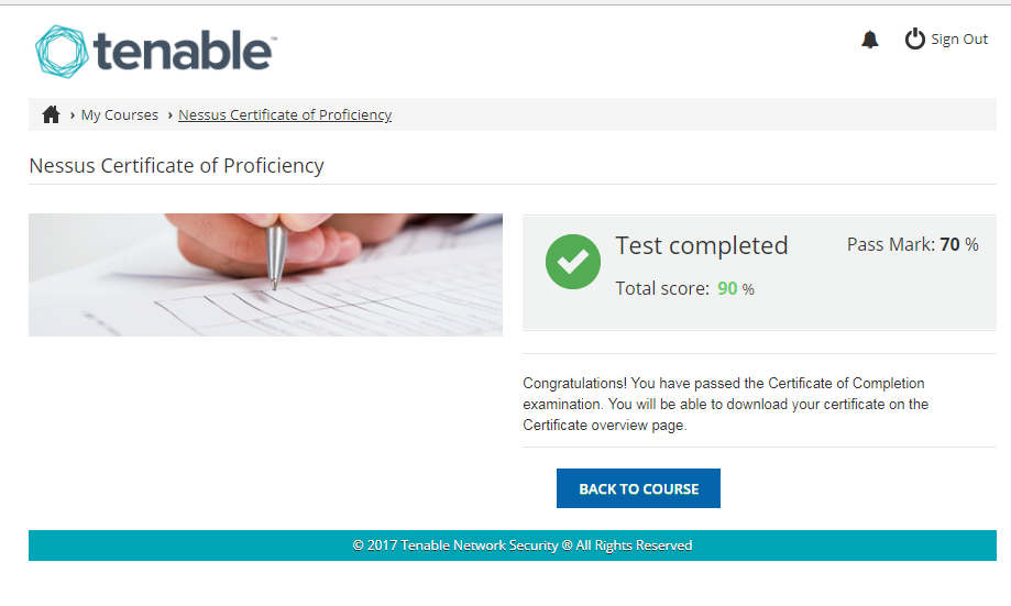 Nessus Certificate test completed