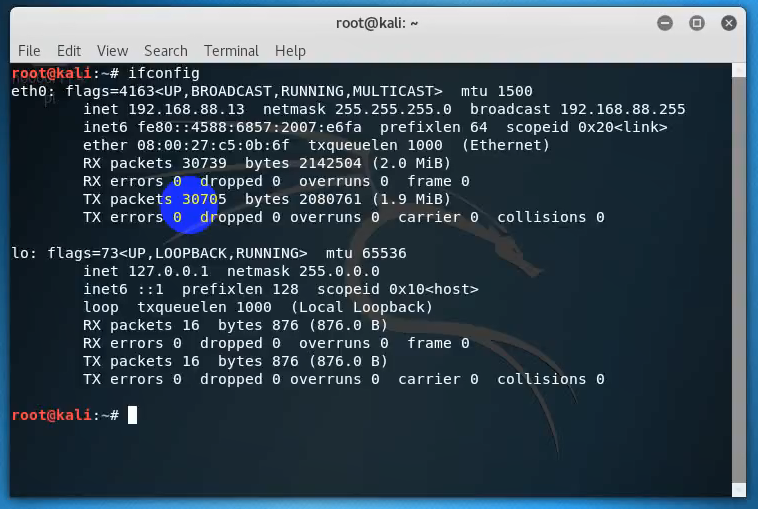 Kali Linux ip 192.168.88.13