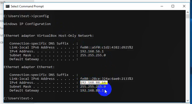 Nessus Windows host ip