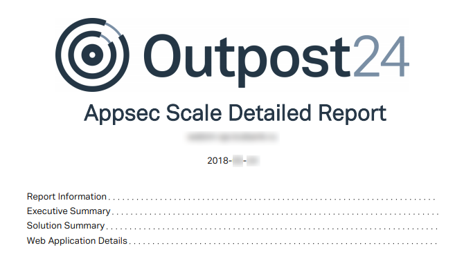 Outpost24 Appsec Scale report content