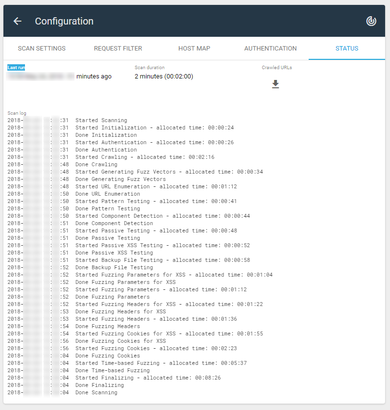 Outpost24 Appsec Scale status data