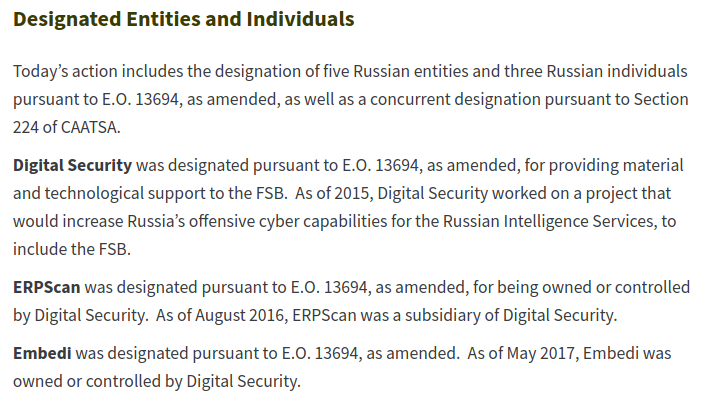 Designated Entities and Individuals