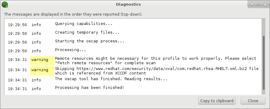 SCAP Workbench PCI DSS CentOS7 diagnostics