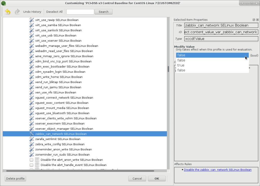 SCAP Workbench change bool values