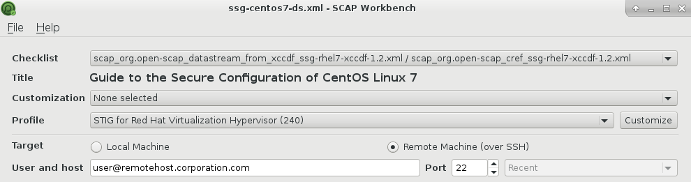 SCAP Workbench scan remote target