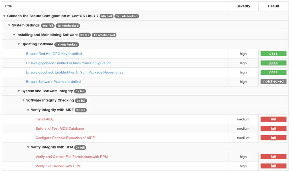 SCAP Workbench scan results controls