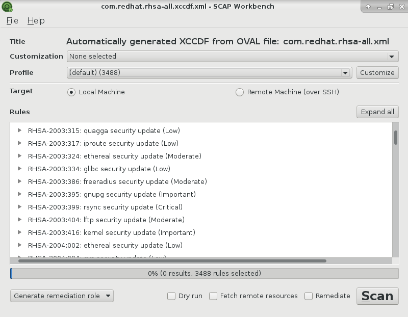 SCAP Workbench RHEL vulnerabilities