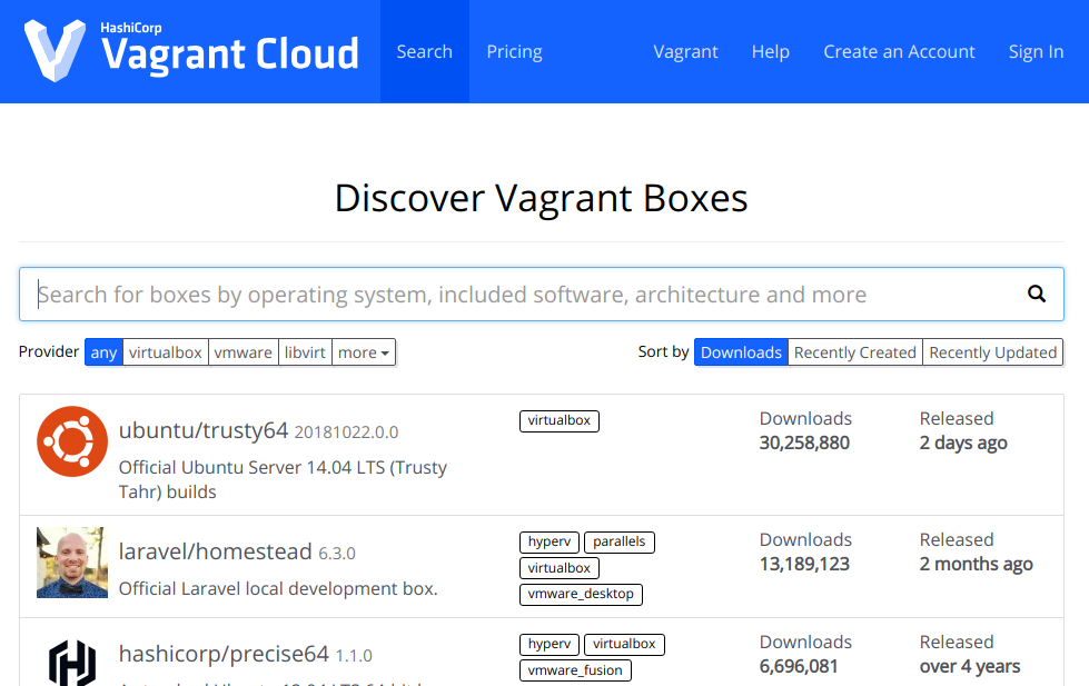 Discovering Vagrant Boxes