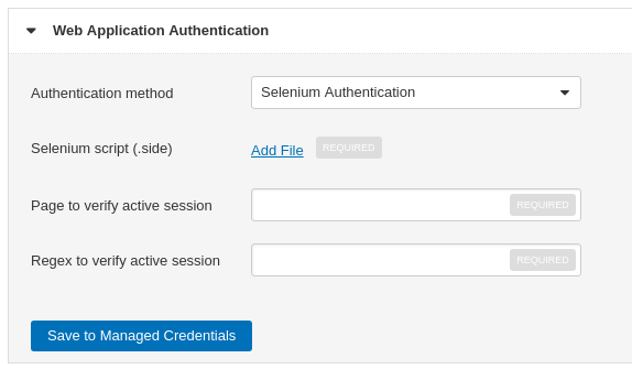 Tenable IO WAS Web Application Authentication Selenium