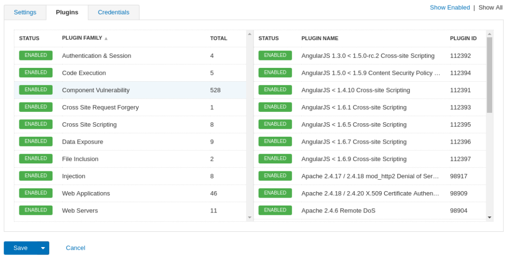 Screenshot of comprehensive web application scanning in Tenable.io interface