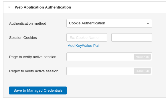 Tenable IO WAS Web Application Authentication Cookie