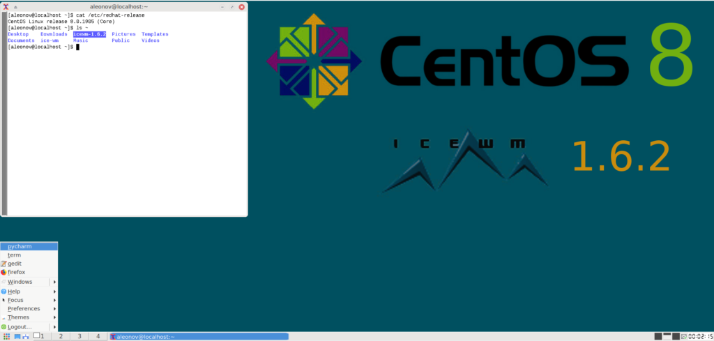 CentOS 8 with IceWM desktop environment