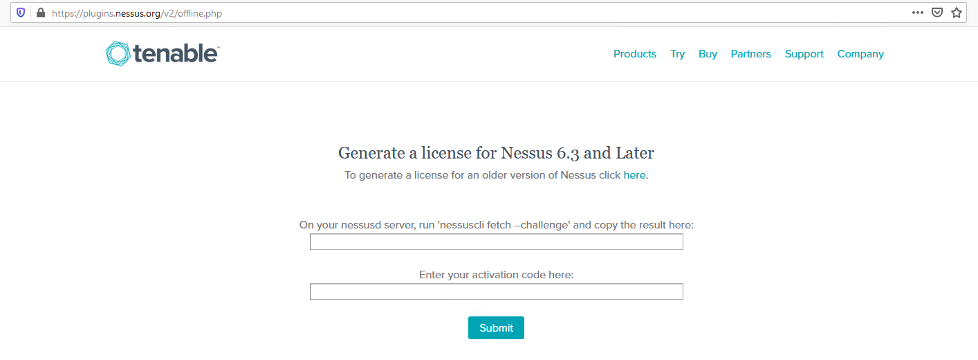 Generate a license for Nessus