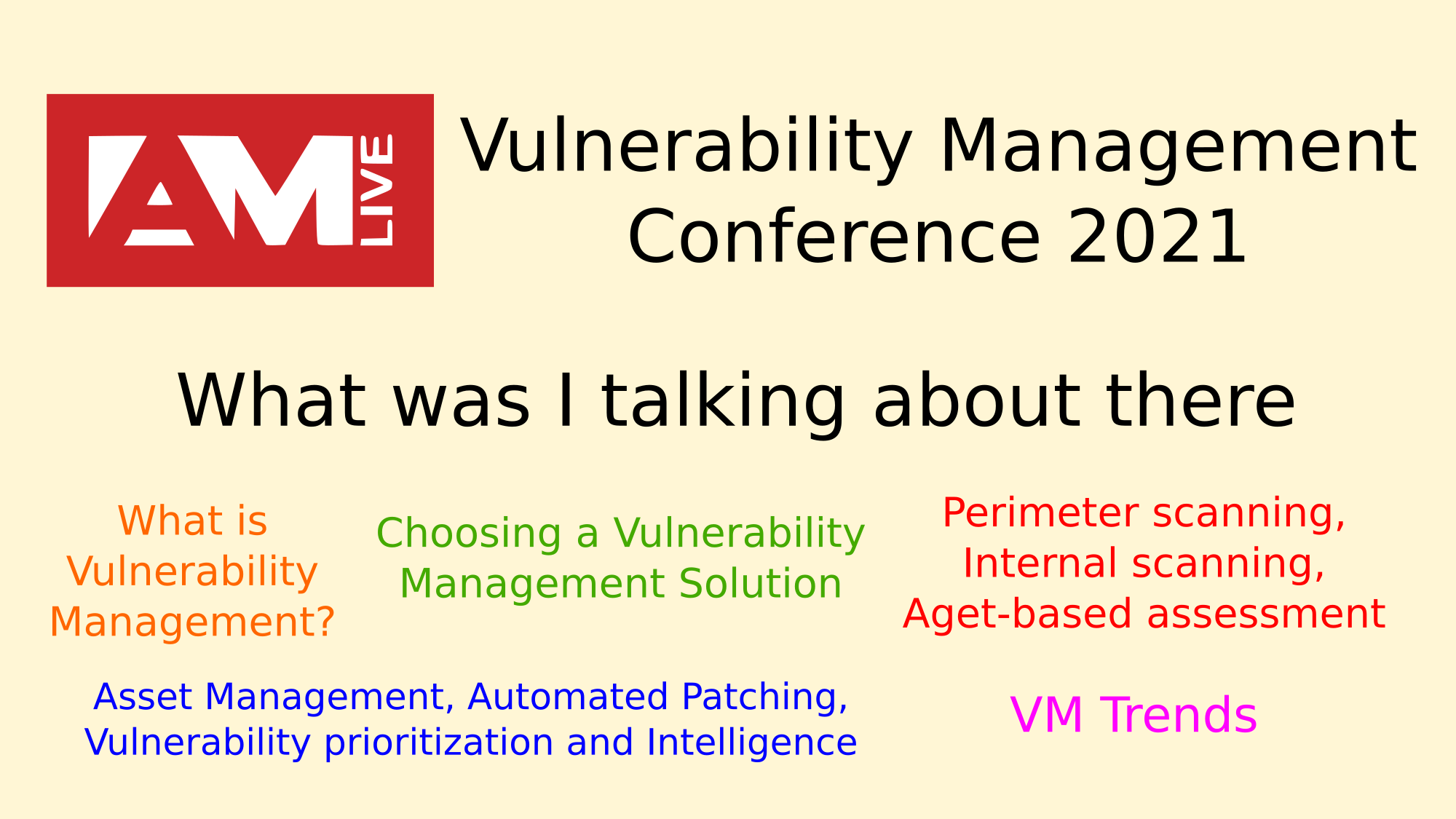 AM Live Vulnerability Management Conference Part 2: What was I talking ...